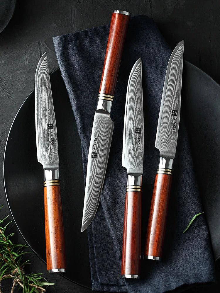 TBG9 Set Of 4, 67 Layer Japanese Damascus Stainless Steel Steak Knives –  The Bamboo Guy