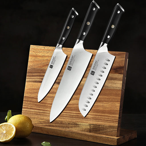 Xinzuo B13S 3 Pcs Chef-Santoku-Utility German 1.4116 High Carbon Steel Kitchen Knife Set