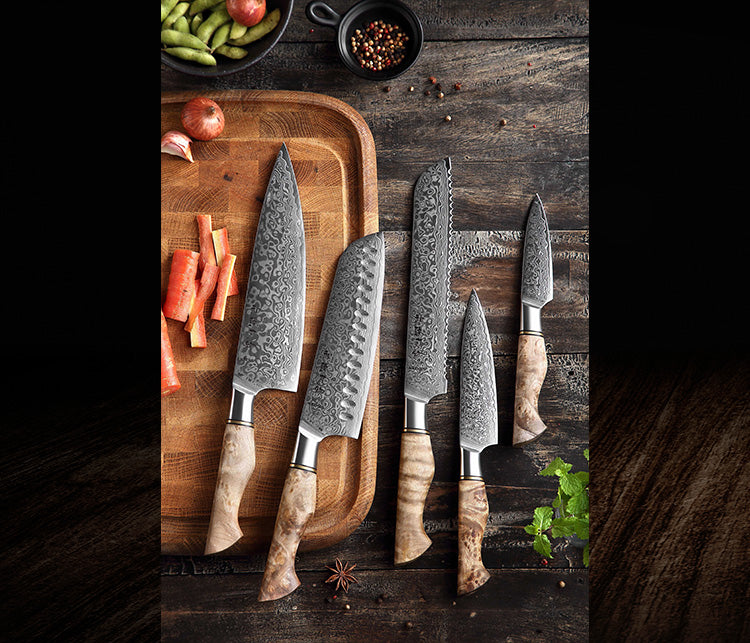 5 Pcs Damascus Kitchen Knife Sets