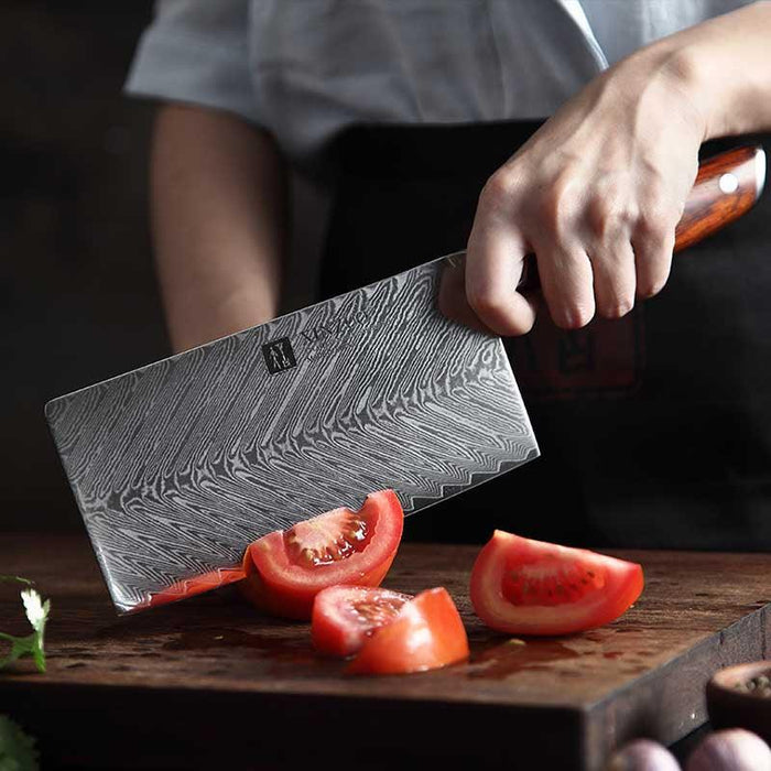 Xinzuo B27 7" 67 Layer Japanese Damascus Cleaver Damascus Steel Cleaver Knife Open Box