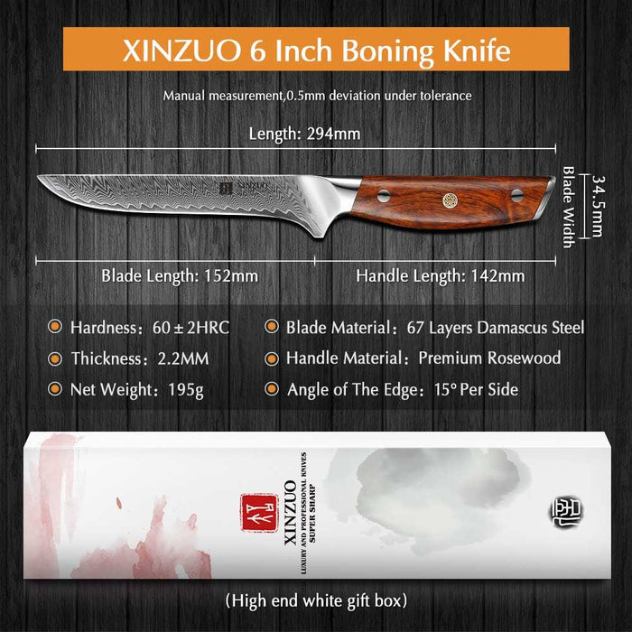 Xinzuo B27 5.5" 67 Layer Japanese Damascus Boning Knife Damascus Steel Boning Knife Open Box