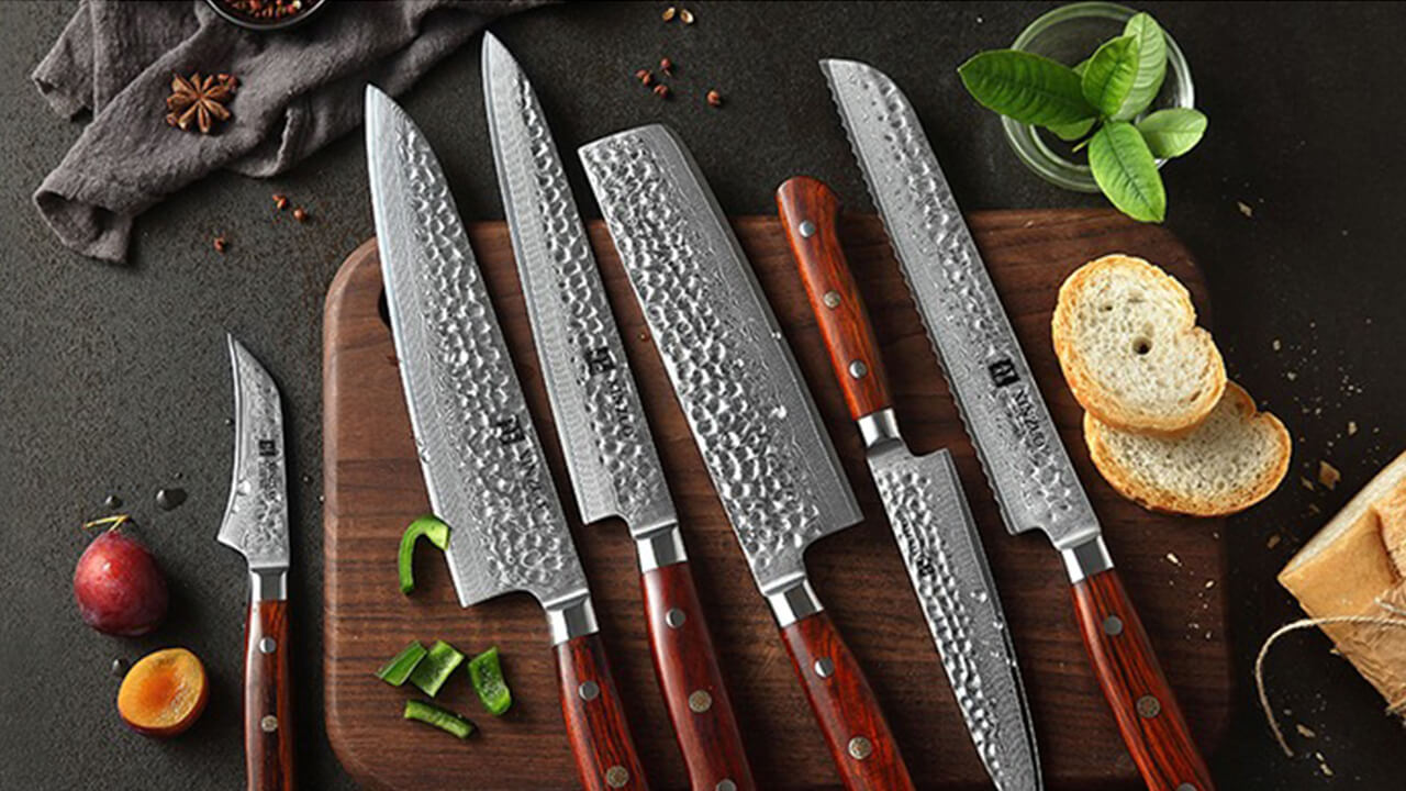 Damascus Kitchen Knives B9 Yun Series Bundle