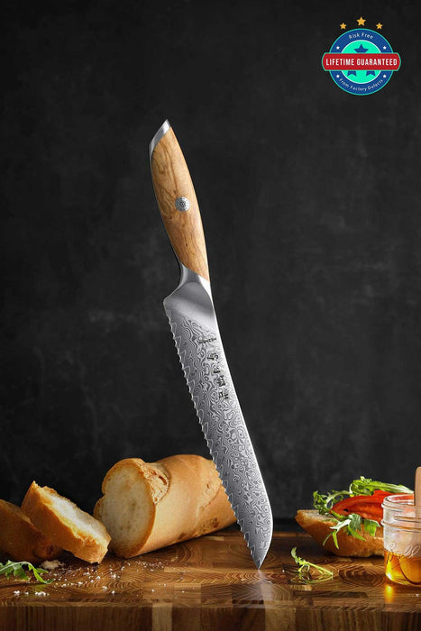 Hezhen X01 Flagship Series Damascus Bread Knife