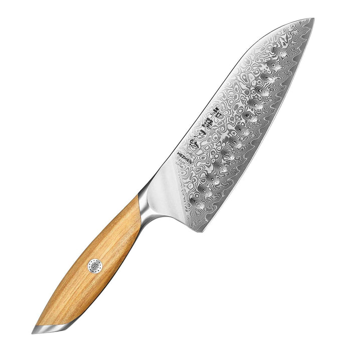 Hezhen X01 Flagship Series Damascus Santoku Knife white