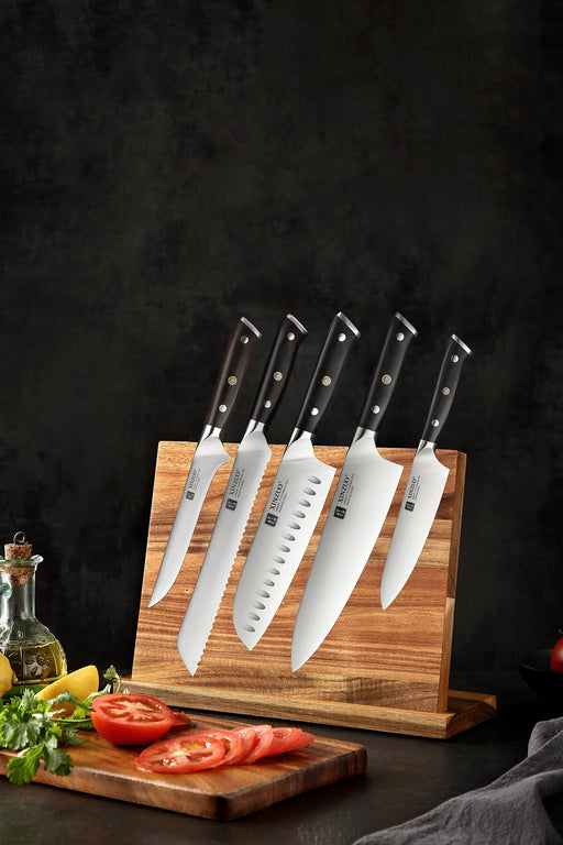 XINZUO B37 3pcs Knife Set with Olive Wood + Copper Flower Nails