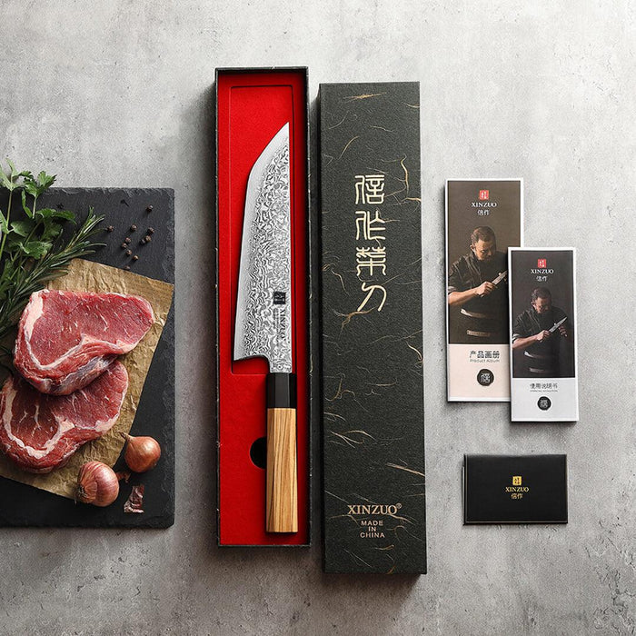 Xinzuo Zhen Series Damascus Japanese Sakimaru Knife gift box