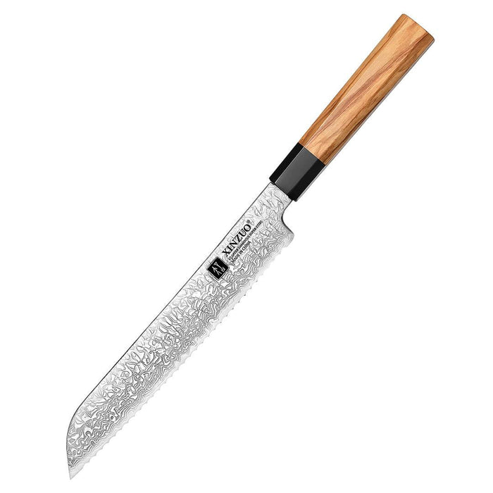 Zhen Series 67 Layer Damascus Bread Knife white