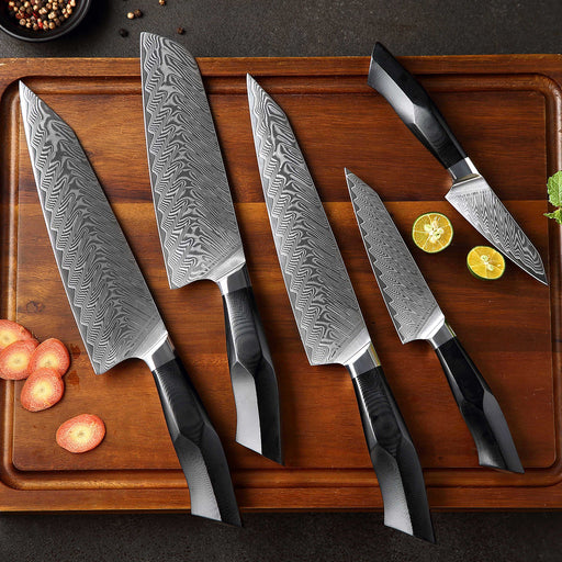 XINZUO B32 5 Pcs 67 Layer Damascus Steel Kitchen Knife Set Professional Japanese Style