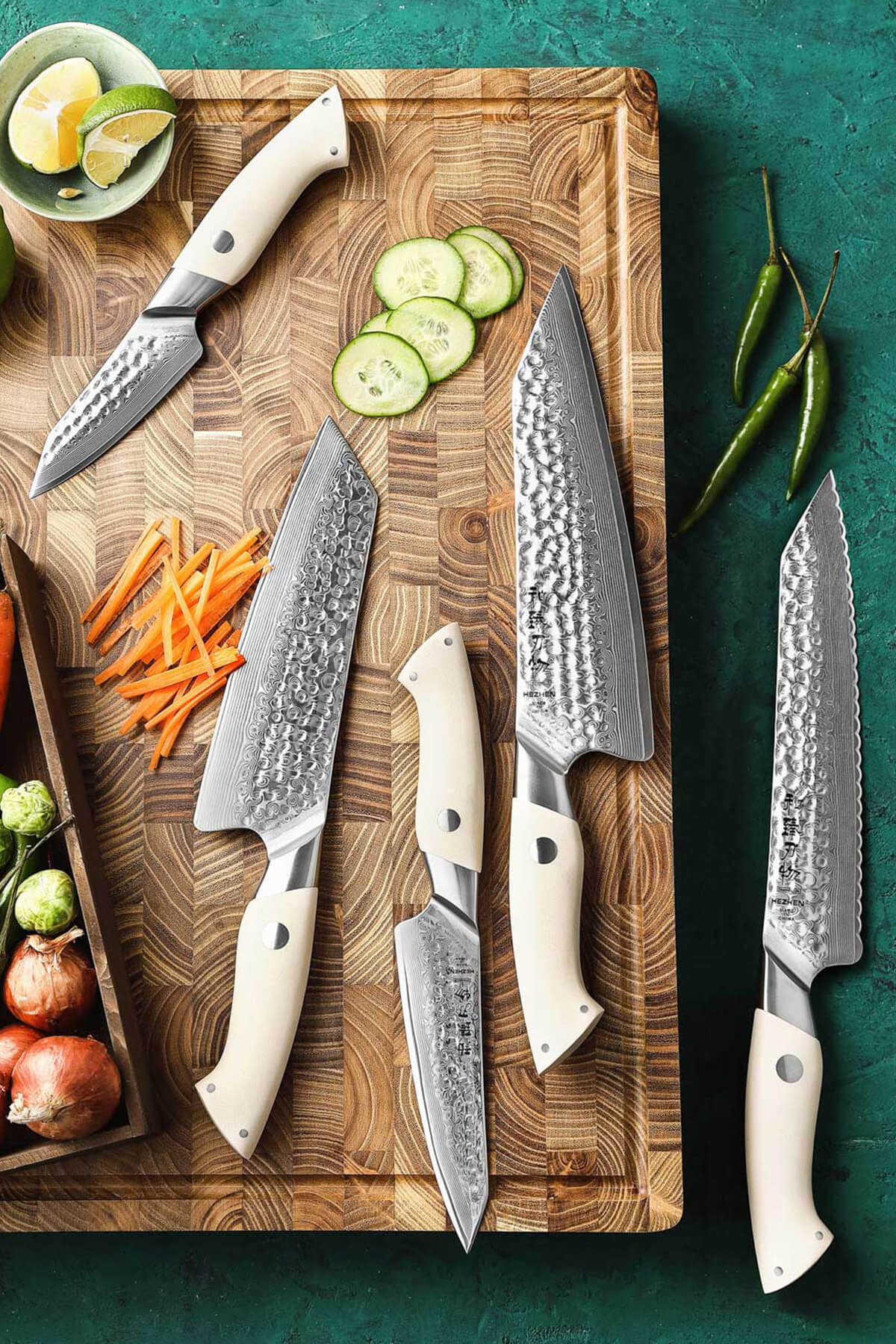 Build Your Own Damascus Kitchen Knife Set With Xinzuo B38H Damascus Steel Kitchen Knives