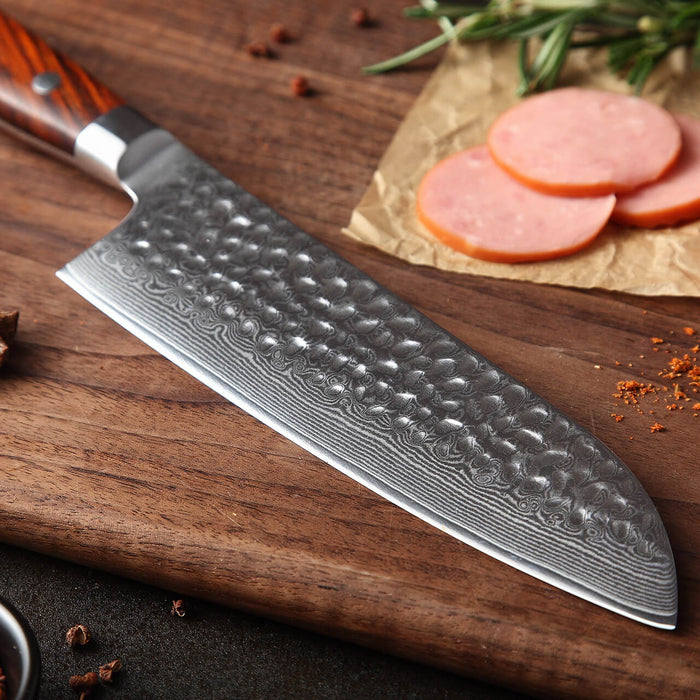 Damascus Steel Santoku Kitchen Knife blade B9