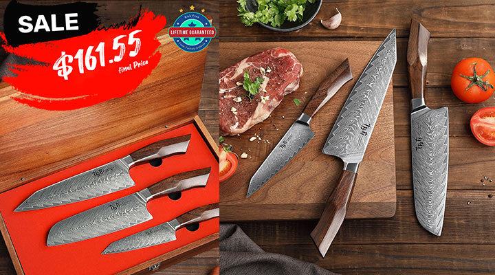 XINZUO 6PCS Best Kitchen Knives Sets With Excellent Acacia Wood