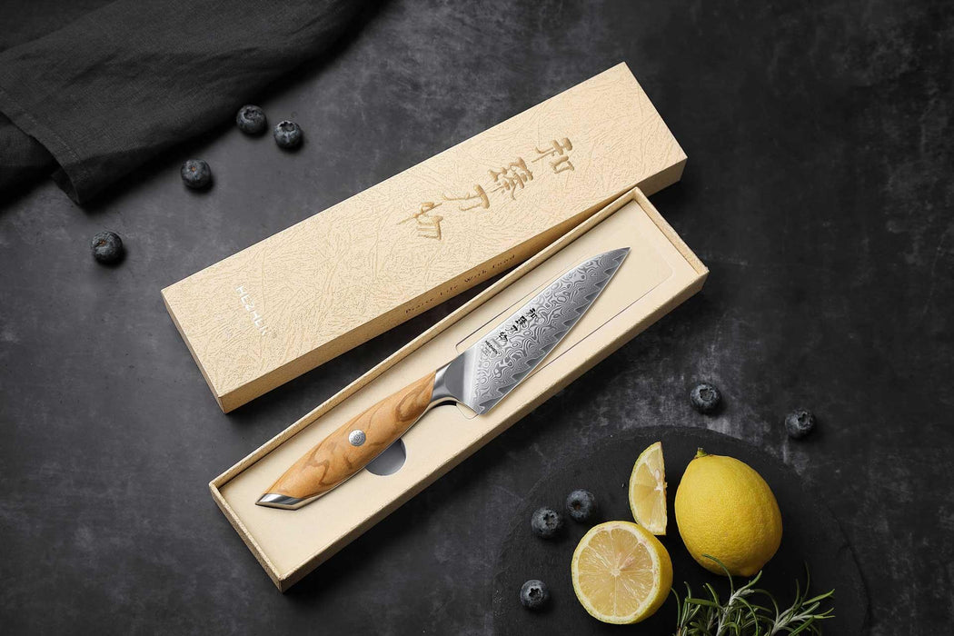 Hezhen X01 Flagship Series Damascus Utility Knife gift box