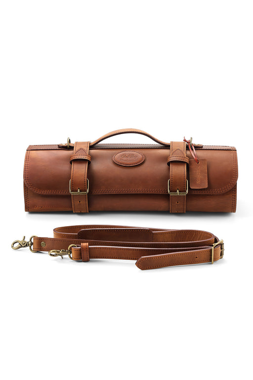 Hezhen High-Quality Full Grain Crazy Horse Leather Professional Chef Roll Bag 8 Slots 1 Zipper Pouch