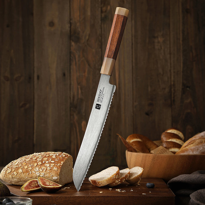 Xinzuo Japanese ZDP-189 Steel Bread Knife High-End Desert Ironwood Handle & Wooden Box