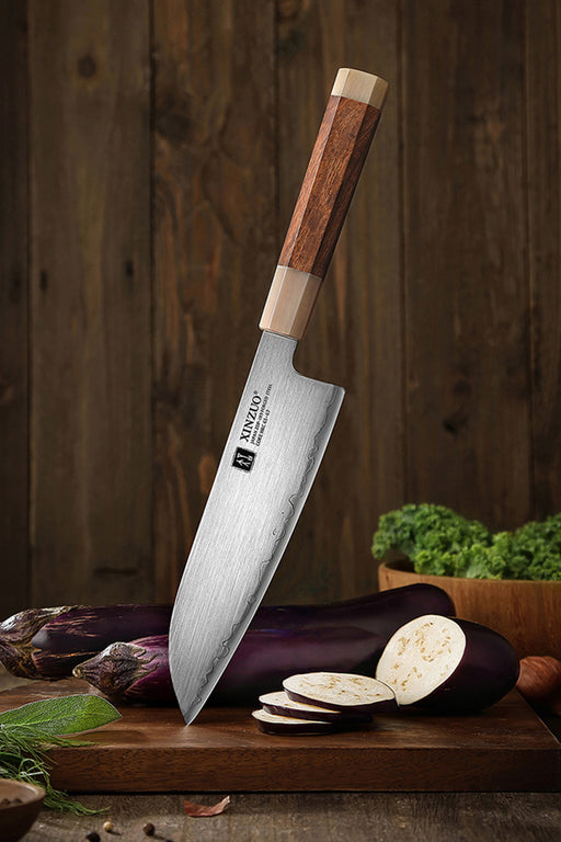 Xinzuo Japanese ZDP-189 Steel Santoku Knife High-End Desert Ironwood Handle & Wooden Box