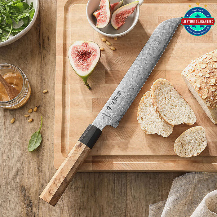 Bread Knife 49 Layers Damascus Steel Kitchen Knives Retro Series