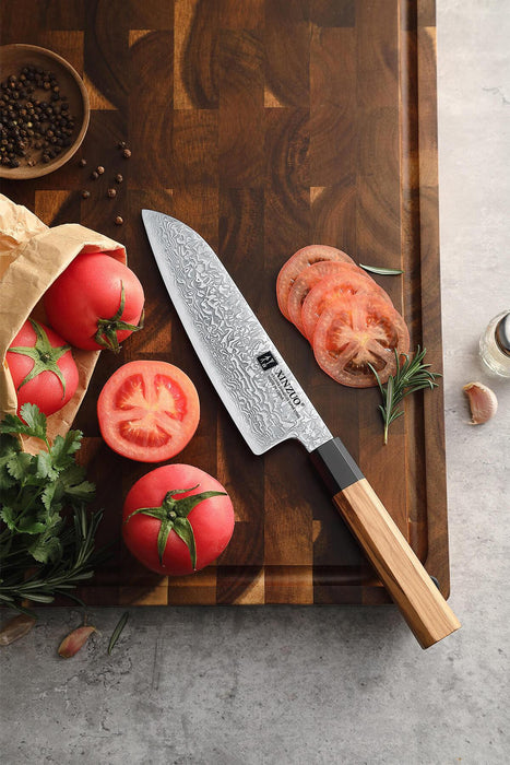 Xinzuo Zhen Series Damascus Santoku Knife Mini 1