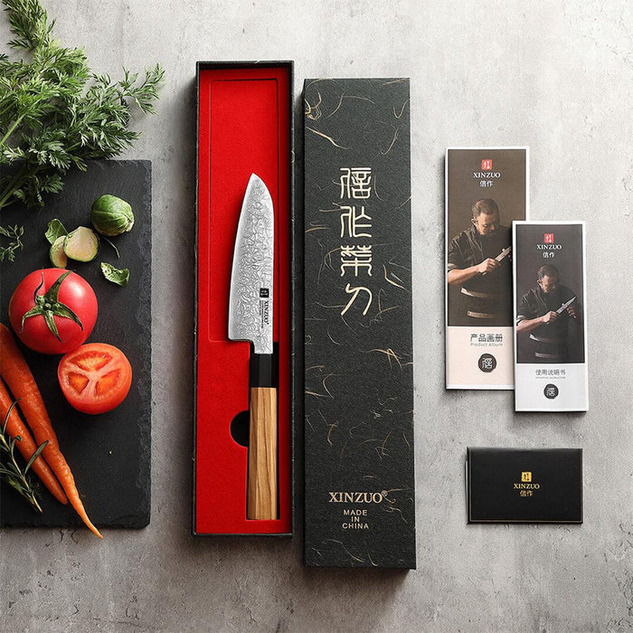 Xinzuo Zhen Series Damascus Santoku Knife Mini gift