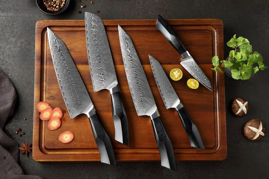 Hand Forged 67 Layers Damascus Steel 5 Pcs Dollar Wood Black Style Che –  Exotic Knife